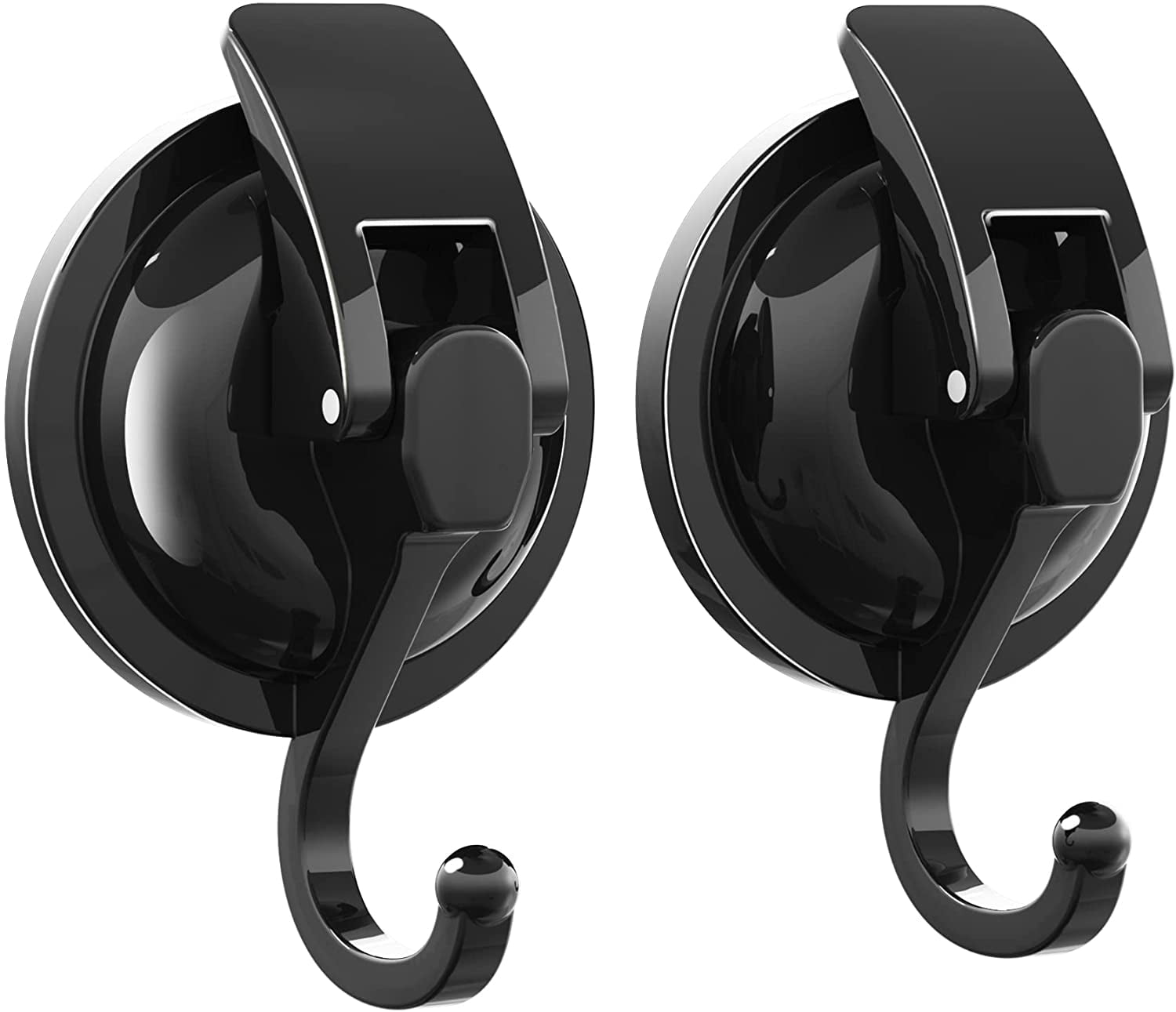 Socont Removable Suction Cup Hooks (2 Pack) , Black Heavy Duty Vacuum Shower Hooks , Powerful Wreath Hanger for Bathroom Restroom Kitchen