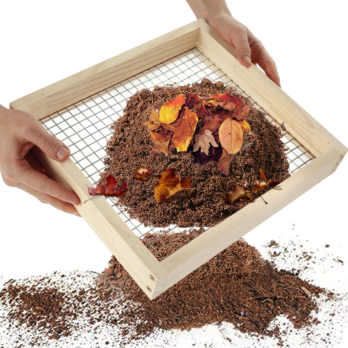Wekvgz Soil Sifter Lightweight Wood Sifter for Rocks Multifunctional