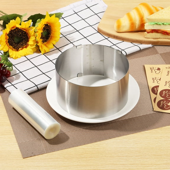 Wekvgz Stainless Steel Round Cake Ring Smooth Surface Adjustable Cake Mold Collar Set Versatile Temperature Resistant Mousse Mold Set for Chocolate Fruit Tart Crumpets