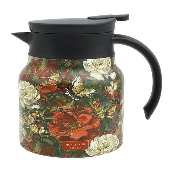 Wekvgz Stainless Steel Tea Pot Kettle Vintage Flower Pattern Tea Kettle with Infuser Detachable Insulated Teapot Household Tea Kettle Pot 800ml for Home Office