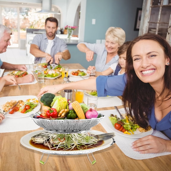 Wekvgz Vegetable Steamer Basket 2 Layer Veggie Steamer Basket Stainless Steel Steamer Basket with Removable Handle Multifunctional Steamer Rack for Seafood Fish Dumpling