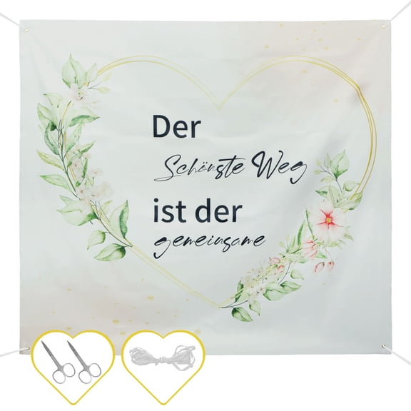 Wekvgz Wedding Sheet for Cutting Out Heart Bed Sheet with 2 Scissors and 6M Rope Decorative Wedding Background Cloth Polyester Cloth Wedding Bed Sheet for Bride and Groom Wedding Games 200 x 180cm