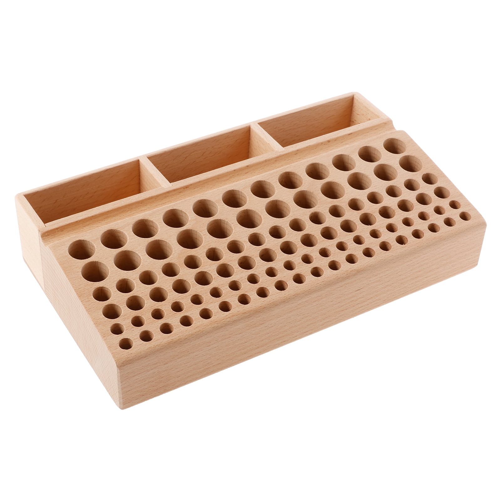 Wekvgz Wood Leather Tool Holder 98 Holes Professional Leather Craft Tool Holder with 3 Slots Large Capacity Leather Working Tool Holder for Hole Punch Leather Tools