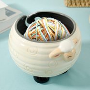 Sheep Yarn Bowl For Knitting & Crocheting - Large Resin Yarn Holder, Anti-Slip Base, Tangle-Free Storage