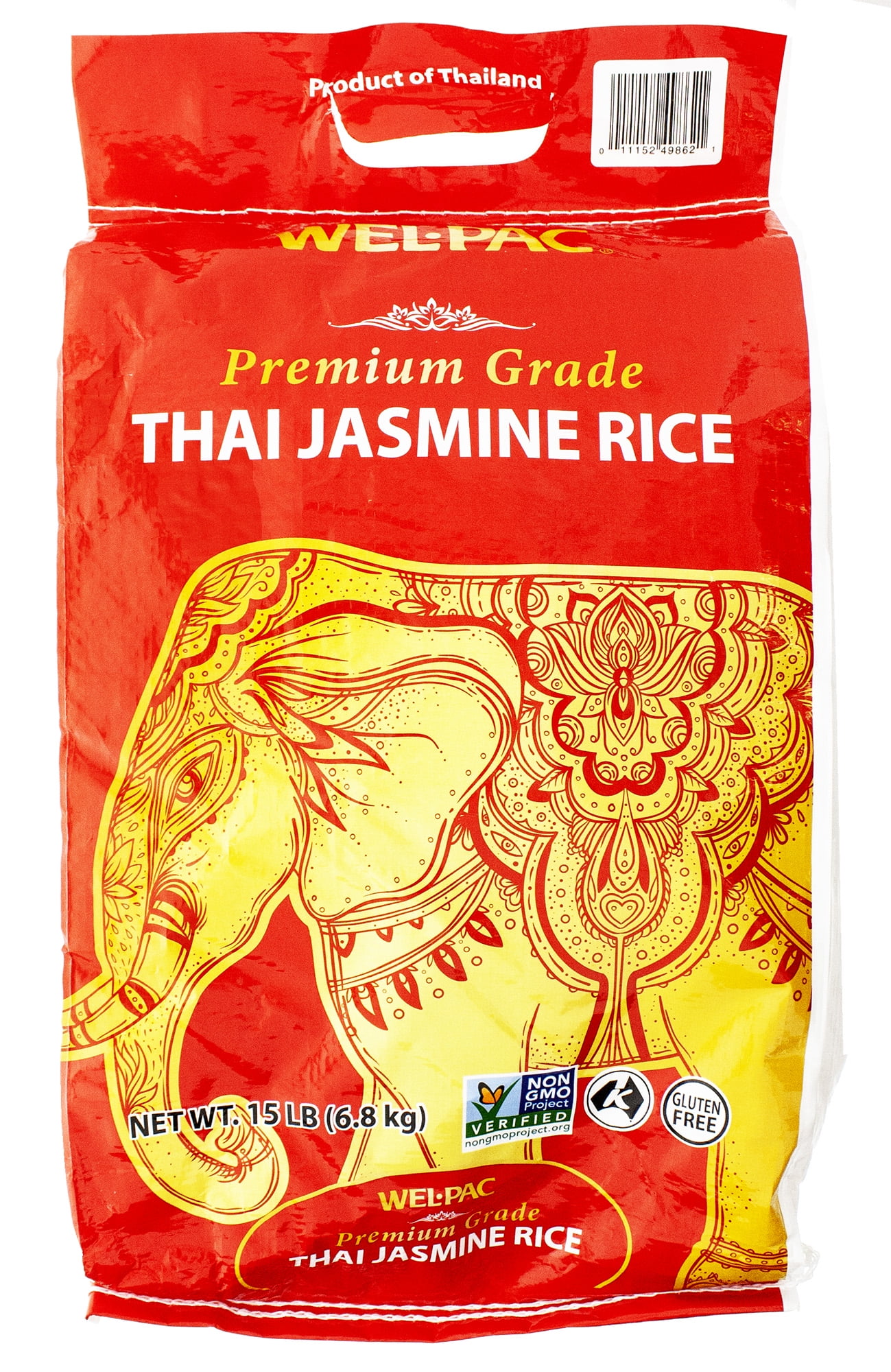 Wel-Pac Premium Grade Thai Jasmine Rice, 240 oz, Gluten free. Non GMO Project verified.