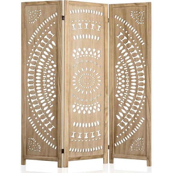 WelFurGeer Handcrafted Carved Wooden Room Divider Screen, Folding Privacy Screen for Room Separation, Decorative Room Dividers, 360° Adjustable Folding Panels for Privacy, Home, Office & Patio