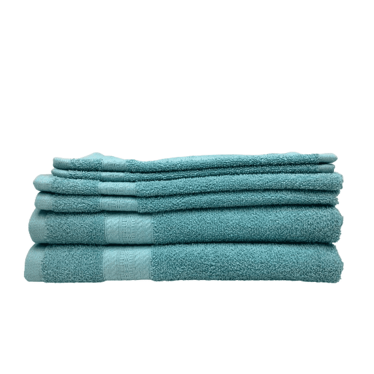 WelHome 6 Piece 100 Cotton Towels Set Aqua 450 GSM 2 Bath towels 27 x 54