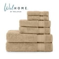 thumbnail image 1 of WelHome 100% Cotton 6-Piece Ultra SOFT TWIST Towel Set, Tan, 600 GSM, 2 Bath Towels 30" x 54", 2 Hand Towels, 2 Washcloths, Highly Absorbent, Bathroom Towel For Everyday Use, 1 of 11