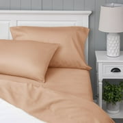 WelHome 100% Cotton Percale 4-Piece Queen Size Deep Pocket Bed Sheets Set, 1 Fitted, 1 Flat Sheet with 2 Pillowcases, Ultra Light, Breathable & Super Soft Sheets, Coral