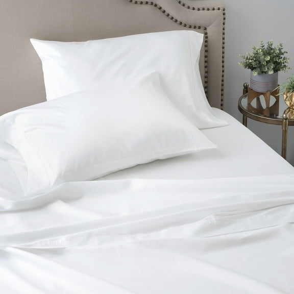 WelHome 100% Cotton Sheet Set, Full Size Bed Sheets, Wrinkle-Resistant 600 Thread Count Bedding Set - Ultra Soft Hotel-Quality Luxury Deep Pocket Sateen Sheets, White
