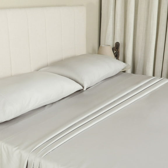 WelHome 100% Egyptian Cotton Premium 500 Thread Count 4-Piece Full Size Deep Pocket Bed Sheets Set, Super Soft Sateen Weave, Lustrous Bedding Set, 1 Fitted, 1 Flat Sheet & 2 Pillowcases, Platinum