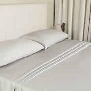 WelHome 100% Egyptian Cotton Premium 500 Thread Count 4-Piece Full Size Deep Pocket Bed Sheets Set, Super Soft Sateen Weave, Lustrous Bedding Set, 1 Fitted, 1 Flat Sheet & 2 Pillowcases, Platinum