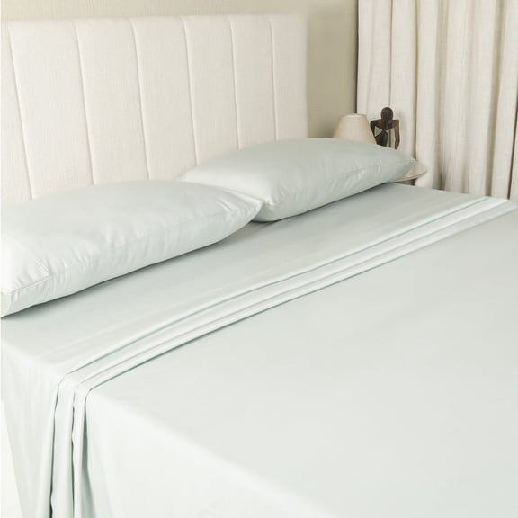 WelHome 100% Egyptian Cotton Sheet Set Sateen Weave - 500 Thread Count - 4 Piece, Queen, Mist Green