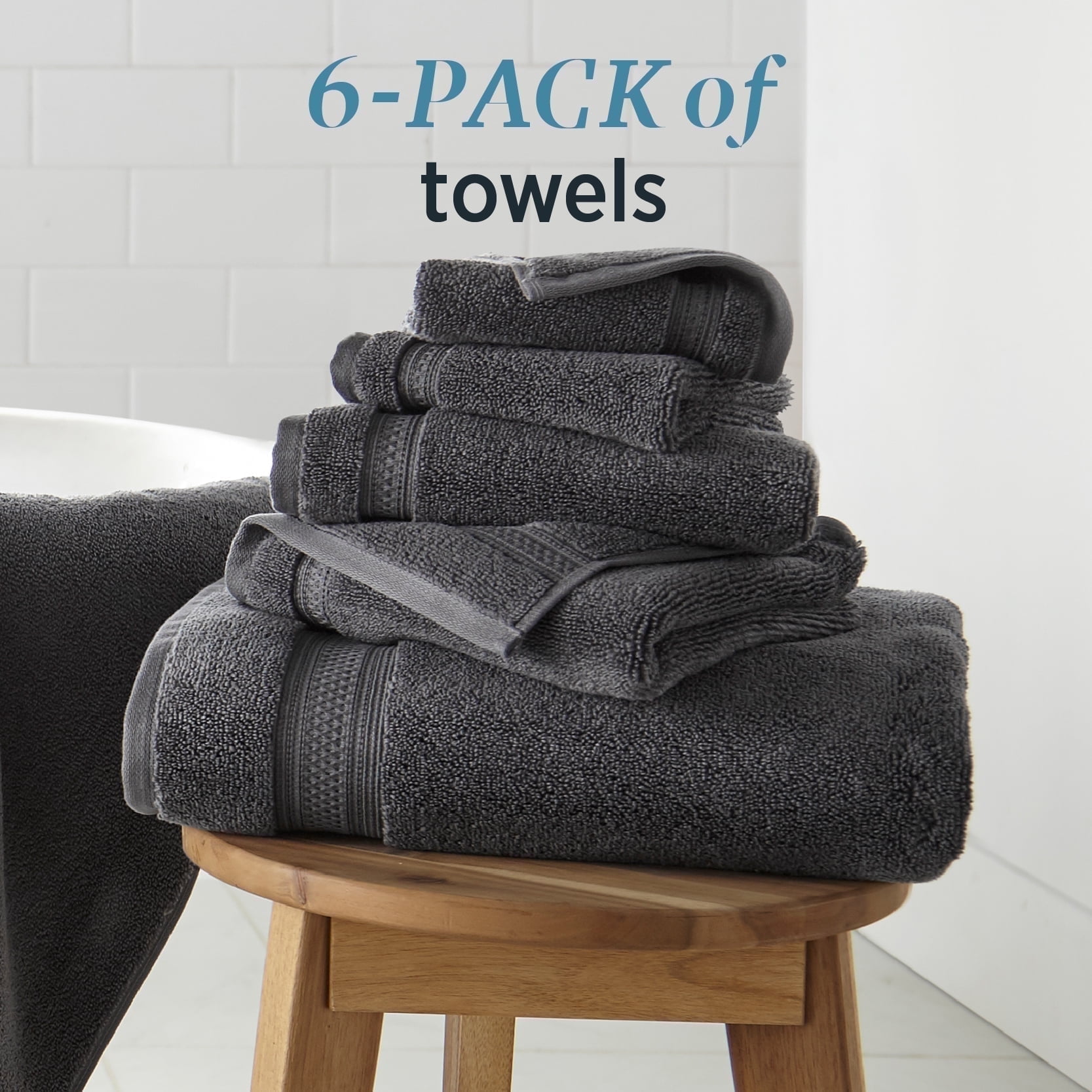 WelHome 100 HYGROCOTTON 6Piece Quiet Shade Solid Bath Towels Set, 600