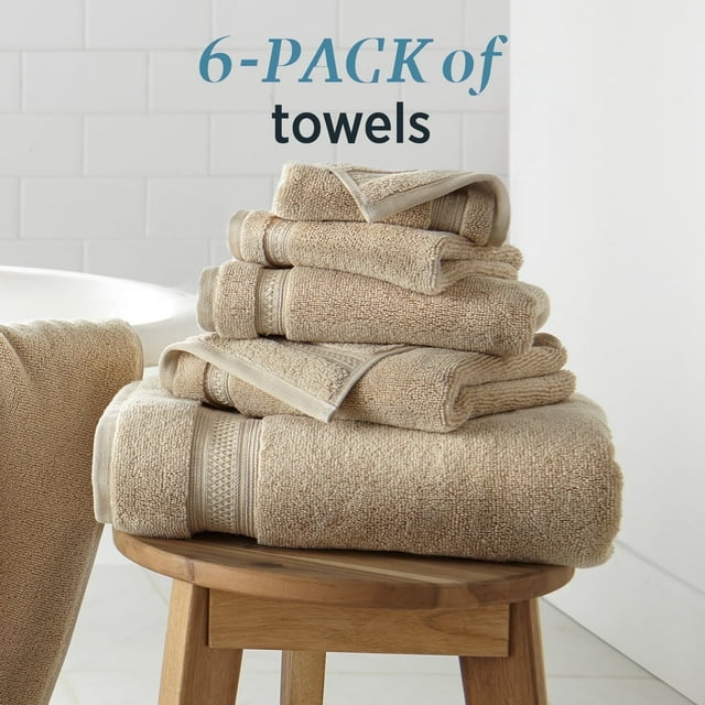 WelHome 100 HYGROCOTTON 6Piece Solid Towel Set, Castle Wall, 600 GSM, 2 Bath Towel, 2 Hand