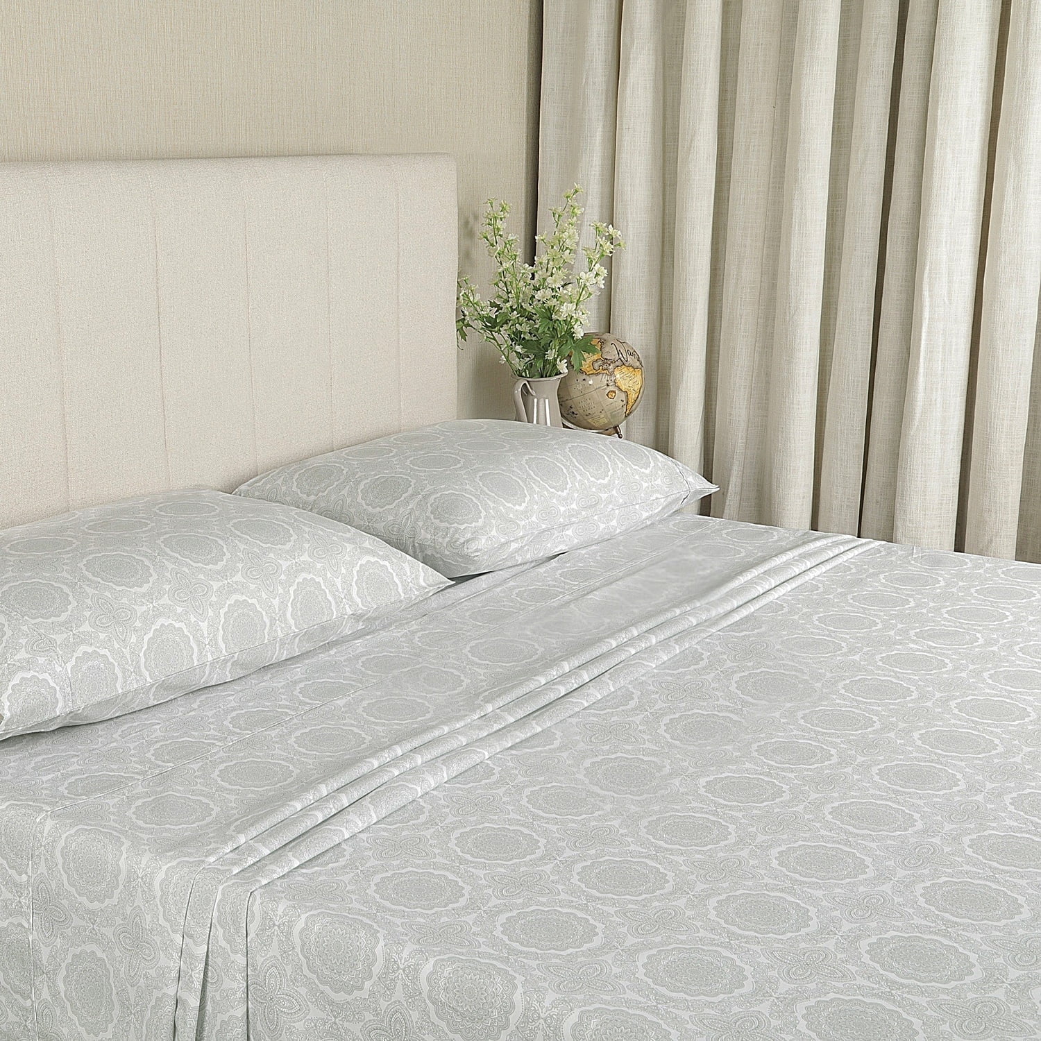 WelHome 100% Cotton Full Sheets Set, 4 Piece Bed Sheets Set with HeiQ ...