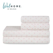 WelHome 100% Cotton Queen Sheets Set, 4 Piece Bed Sheets Set with HeiQ Fresh, Percale Weave, Hotel Luxury, Ultra Soft Sheets Set with Pillowcases,Catarina Dots