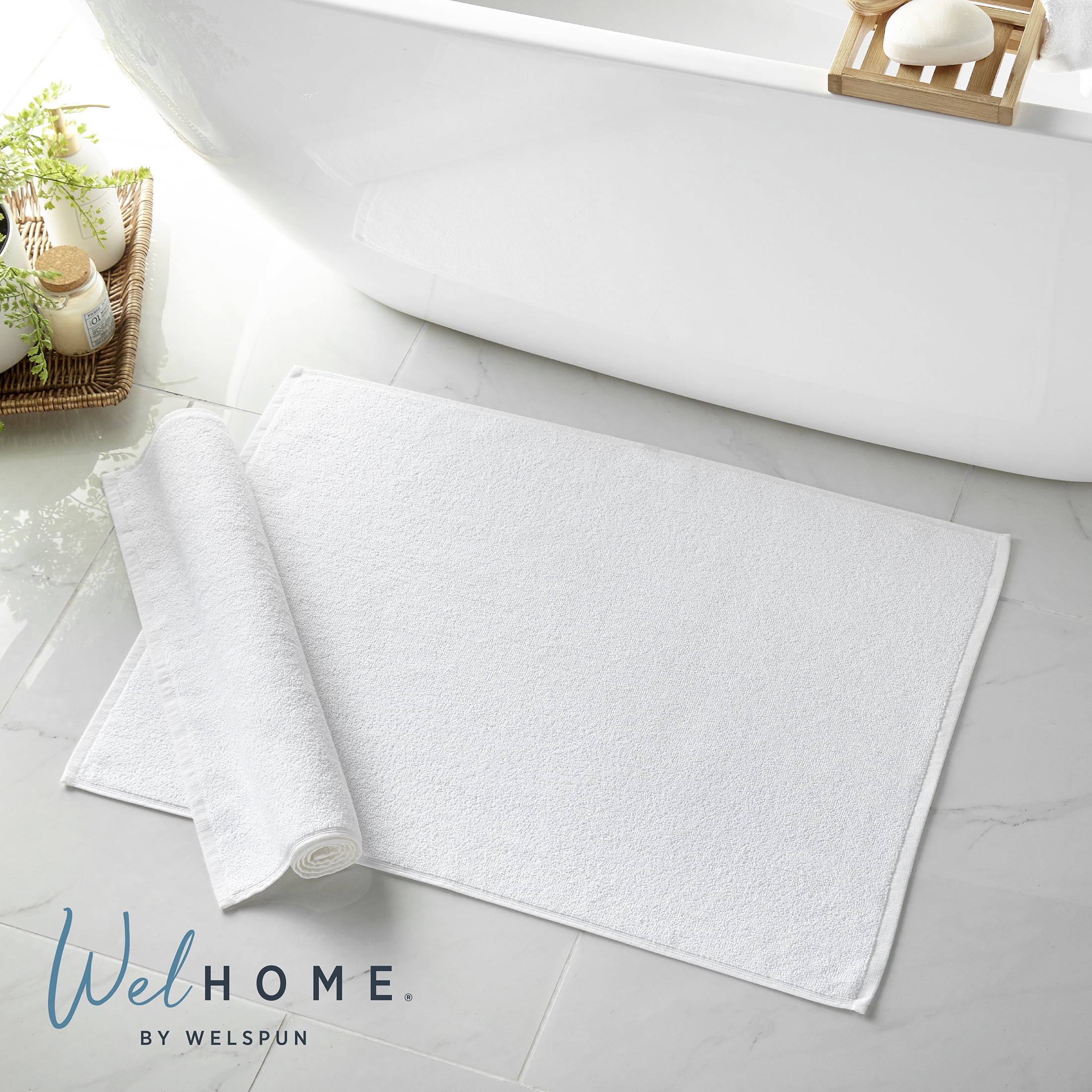 WelHome 2 Piece Bath Mat Set, 100% Cotton Floor Towels, 20" x 30 ...
