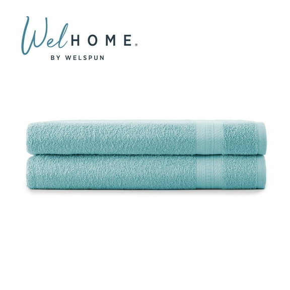 WelHome 2 Piece EVERYDAY USE 100% Cotton Bathroom Towels Set, 450 GSM, 2 Bath towels 27" x 54", Soft Lightweight, Hotels, Spa and Gym – Aqua
