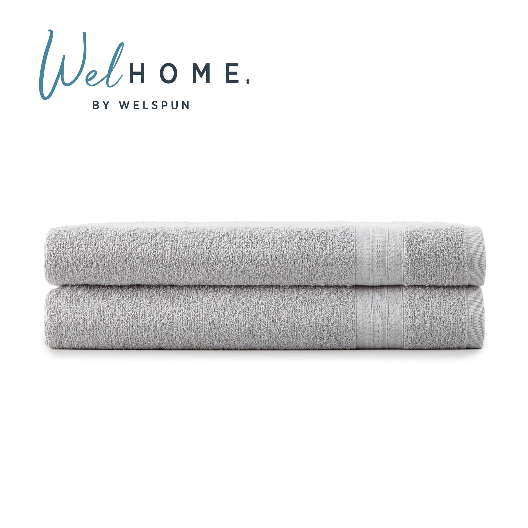WelHome 2 Piece EVERYDAY USE 100% Cotton Bathroom Towels Set, 450 GSM, 2 Bath towels 27" x 54", Soft Lightweight, Hotels, Spa and Gym – High Rise