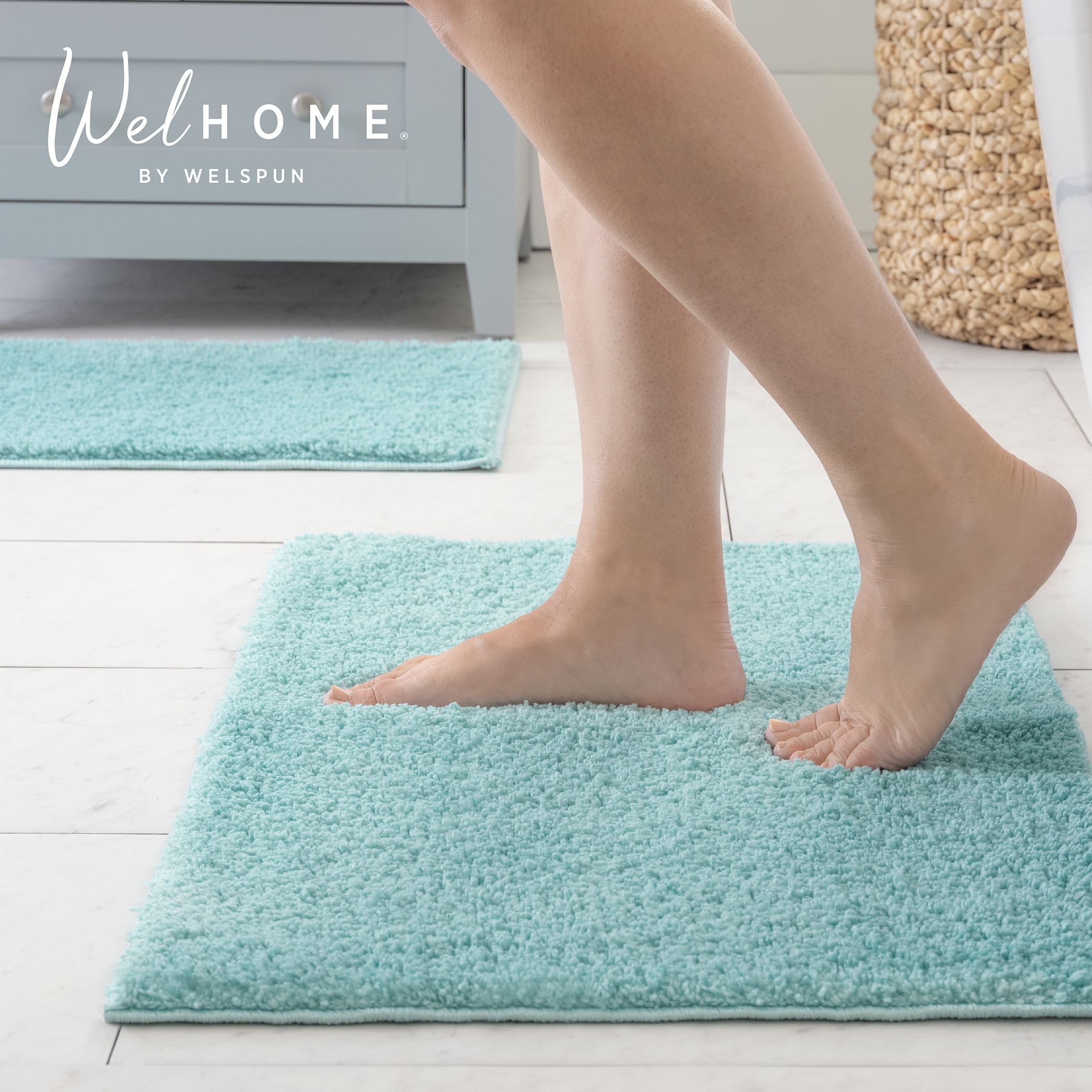 WelHome 2 Piece Recycled Polyester Bathroom Rugs Set, 17x24 & 20x32 ...