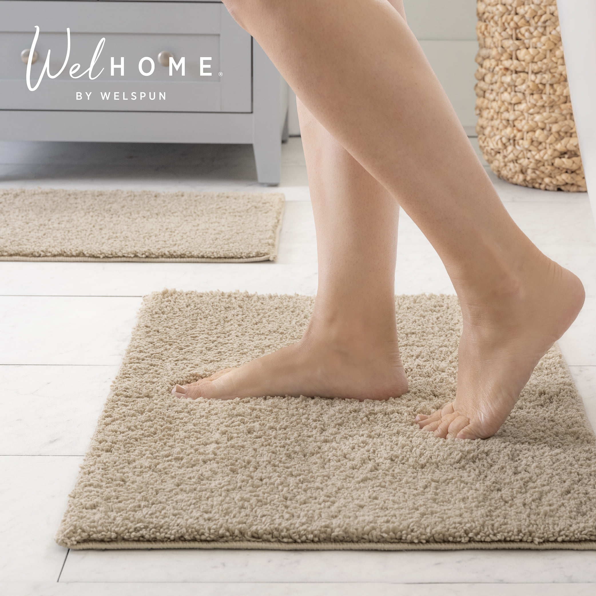 WelHome 2 Piece Recycled Polyester Bathroom Rugs Set, 17x24 & 20x32 ...