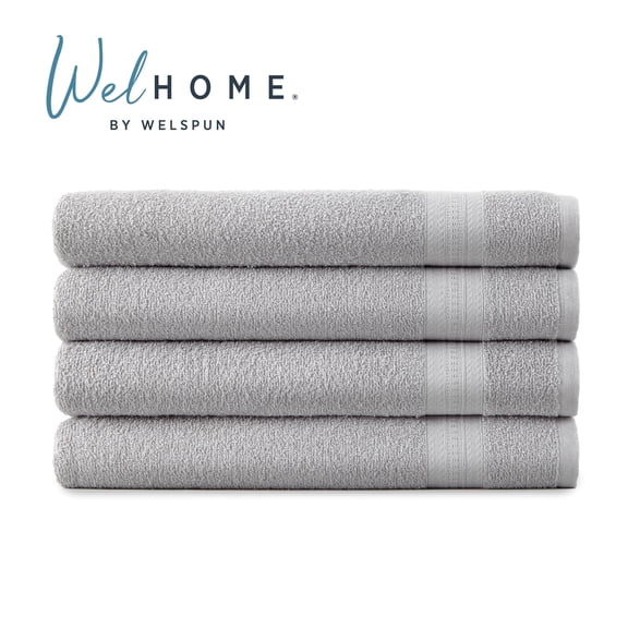 WelHome 4 Piece EVERYDAY USE 100% Cotton Bathroom Towels Set, 450 GSM, 4 Bath towels 27" x 54", Soft Lightweight, Hotels, Spa and Gym – High Rise