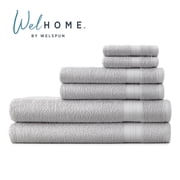 WelHome 6 Piece EVERYDAY USE 100% Cotton Bathroom Towels Set, 450 GSM, 2 Bath towels 27" x 54", 2 Hand Towels, 2 Washcloths, Soft Lightweight, Hotels, Spa and G