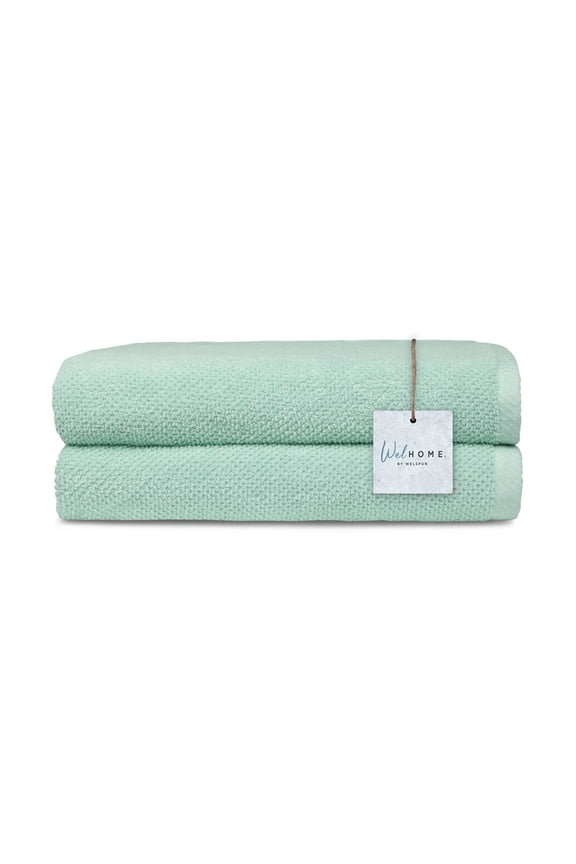 Premium Performance Towel Set, 2 Pack, 100% Cotton, 600 GSM, 2 Bath Towels 30" x 54", Popcorn Texture, Aqua, Hotel & Spa Thick Towels for Bathroom, Soft & Absorbent