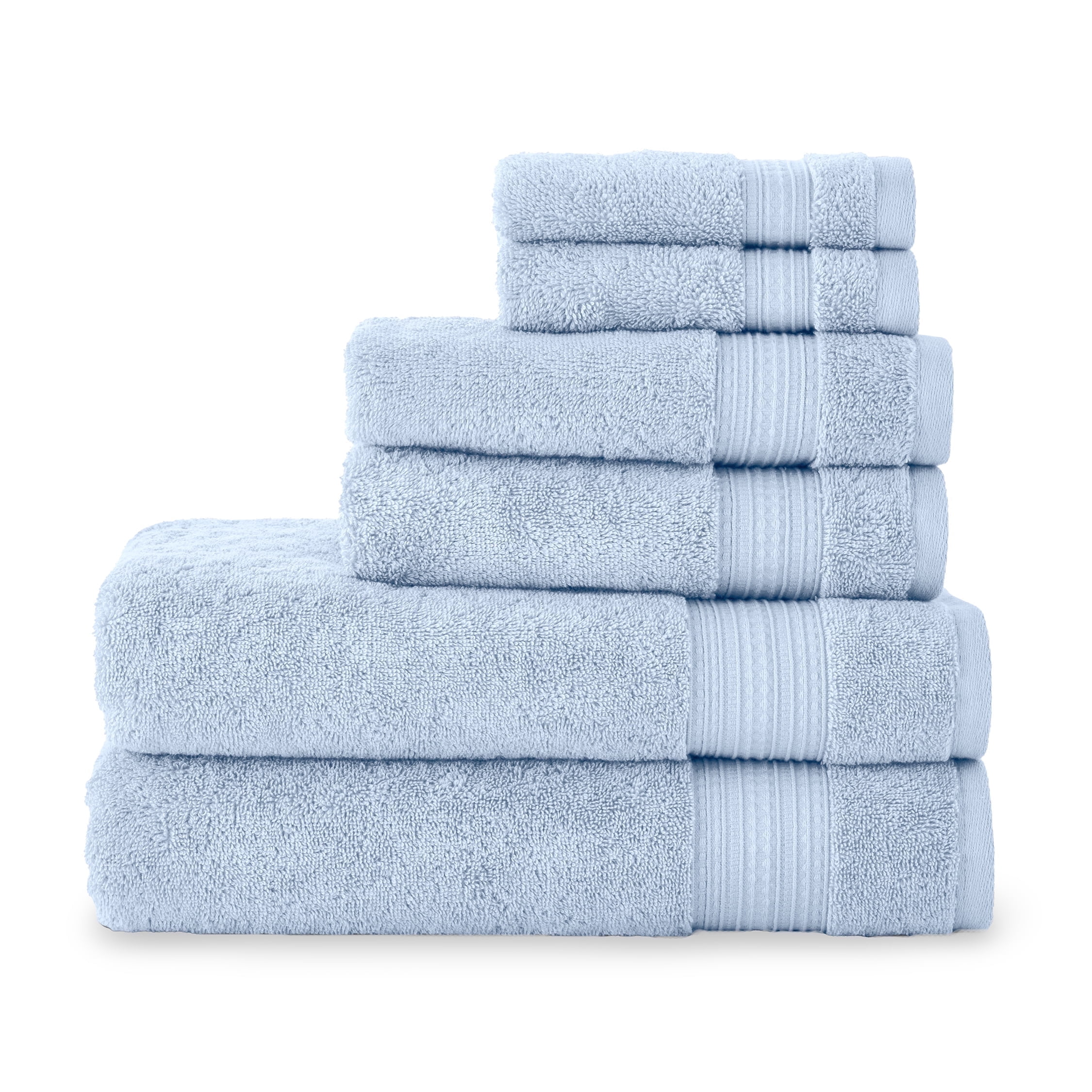 Welhome 6-Piece Soft Twist Cotton Bathroom Towel Set - Ecotwist 600GSM ...