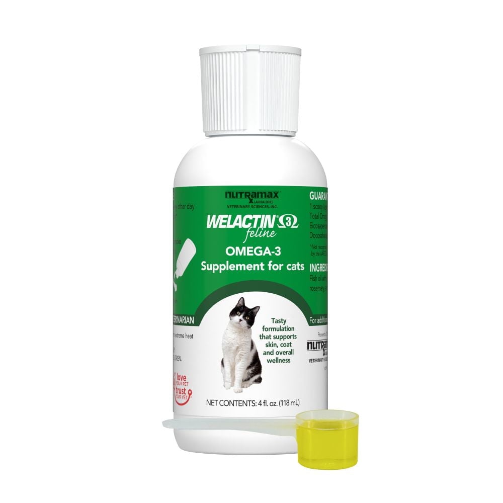 NUTRAMAX LABORATORIES Nutramax Welactin Omega 3 Fish Oil for Cats, Skin and Coat Health Supplement, Plus Kidney, Brain, and Vision Support, Premium Omega 3 Fatty Acids EPA and DHA, 4 Ounce Liquid