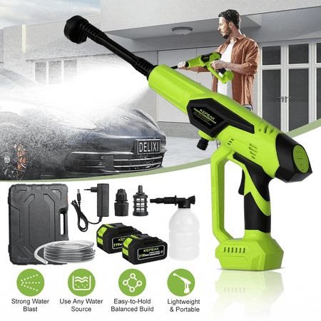 Welan 1450PSI Portable Cordless Pressure Washer, 21VF Power Washer with 6-in-1 Nozzle, 5L/Min Flow and 1 Rechargeable Battery, Compact Electric Cleaner for Cars, Windows, Driveways