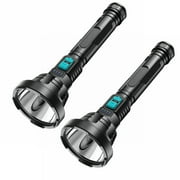 Welan 2-Pack LED Flashlights USB Rechargeable with Battery Built-in,3 Modes Zoomable,Outdoor Portable IPX6 Waterproof High Lumen Flash Light for Camping Hiking,Black