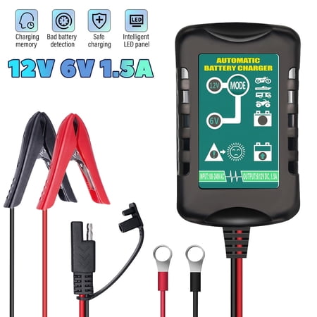 Welan 12V/6V Smart Battery Tender, 1.5A Battery Charger and Maintainer, Trickle Charger for Car Motorcycle