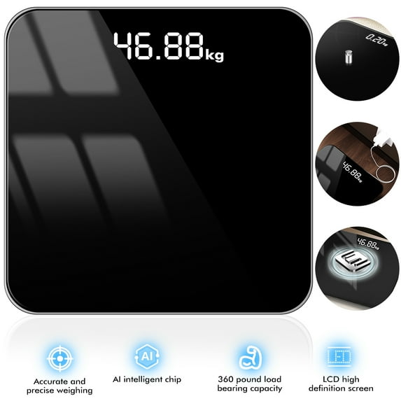 Welan Digital Bathroom Scale for Body Weight, Weighing Professional ,2*AAA Batteries Included, 400lb/180kg, Spray Silver Black