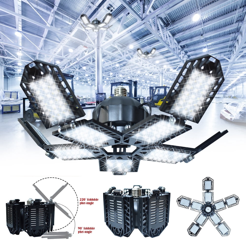 Welan LED Garage Light with 10+1 Adjustable Panels, Super Bright Screw E27 Ceiling Workshop Work Light, 150W 15000 Lumens for Garage, Workshop, Attic, Basement.