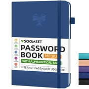 Welan Password Book, Hardcover Password Keeper with Alphabetical Tabs, A5 Size 8.3"x6" Password Notebook for Saving Internet Login (200 Pages, Blue)