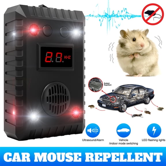 Welan Ultrasonic Rodent Repellent for Car Engine with Flashing Light and Alarm, USB Powered Under Hood, for Vehicle, Garage, Attic, Storage Room
