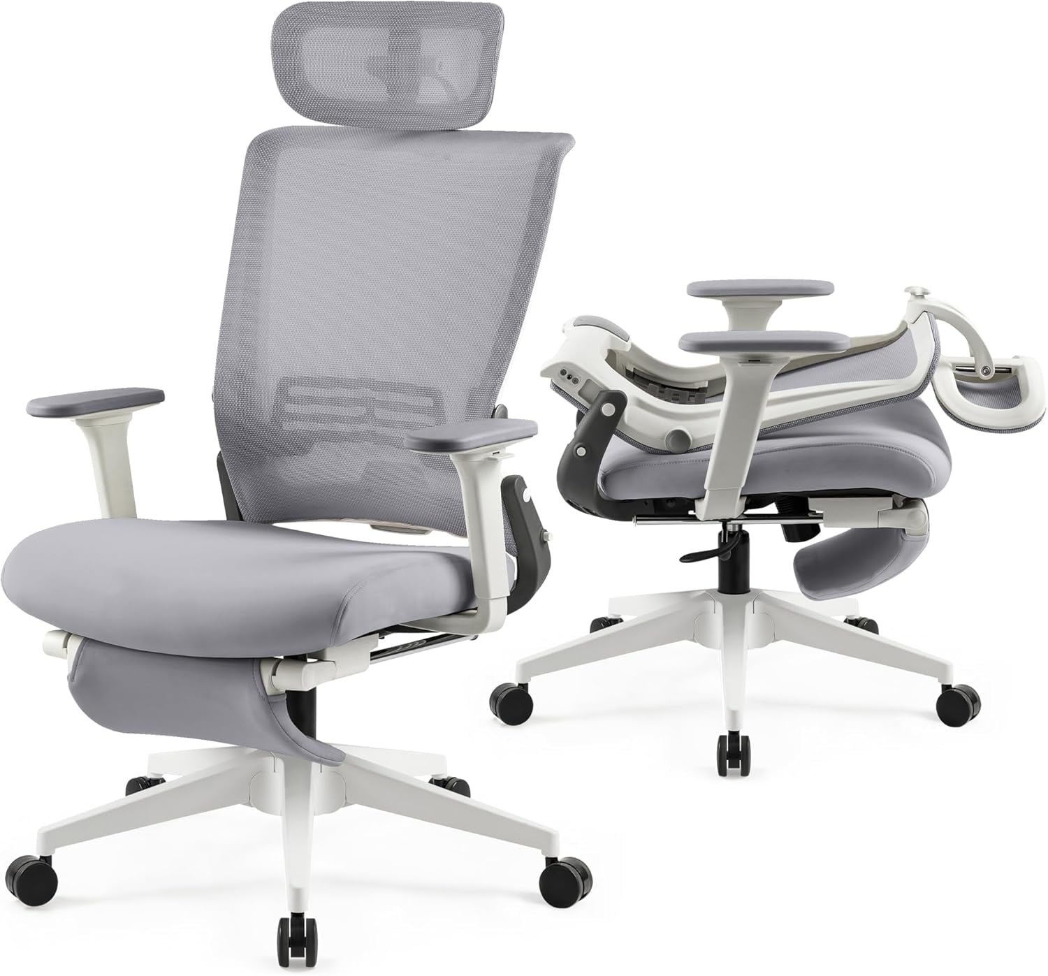 Welax Foldable Office Chair with Footrest, Ergonomic High Back Mesh