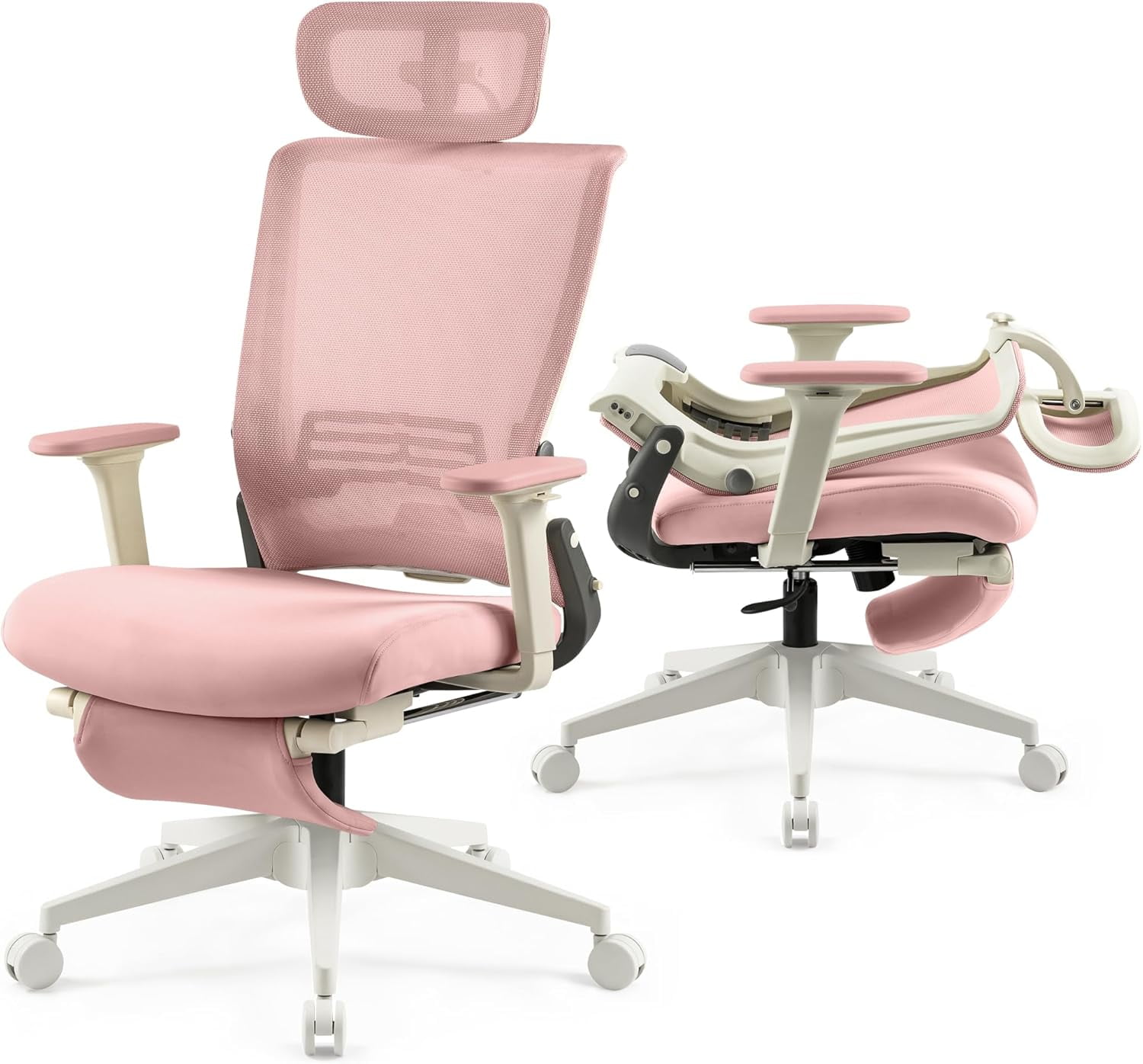 Welax Foldable Office Chair with Footrest, Ergonomic High Back Mesh