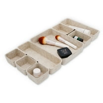 Welaxy 8-piece Nordic Beige desk drawer organizer tray office suppliers makeup pens decluttering aesthetic wabi-sabi Scandinavian-chic storage bin hygge sleek minimalist lifestyle (Oatmeal)