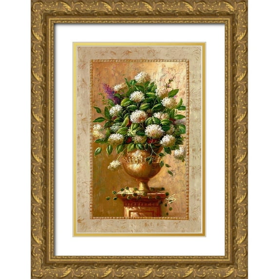 Welby 17x24 Gold Ornate Wood Framed with Double Matting Museum Art Print Titled - Floral Expressions I