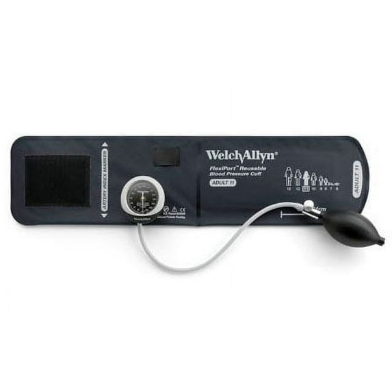 Welch Allyn Aneroid Sphygmomanometer Unit DuraShock 1-Tube Pocket Aneroid Adult Size 11 Cuff- DS45-11