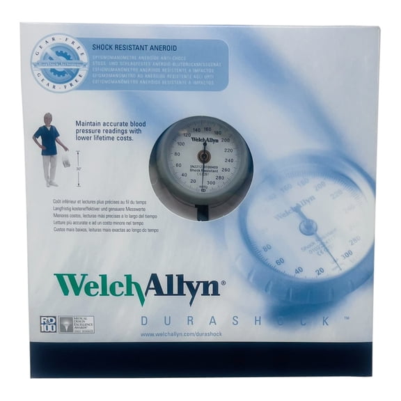 Welch Allyn DS44-11C DuraShock Integrated Aneroid Set with One Adult Cuff, 1-Tube, Inflation Bulb and Valve, Zipper Case