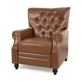 thumbnail image 1 of Welch Contemporary Tufted Recliner, Cognac Brown Faux Leather and Dark Brown, 1 of 8