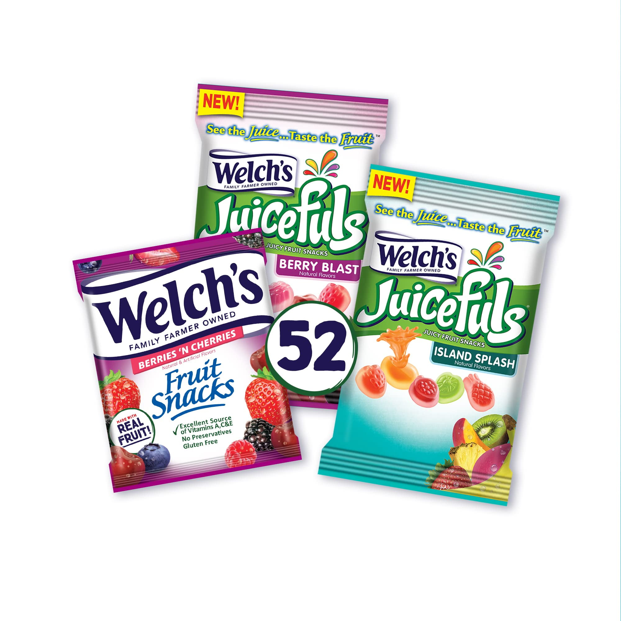 Welch,S Fruit Snacks Combo Variety Pack, Juicefuls Berry Blast & Island