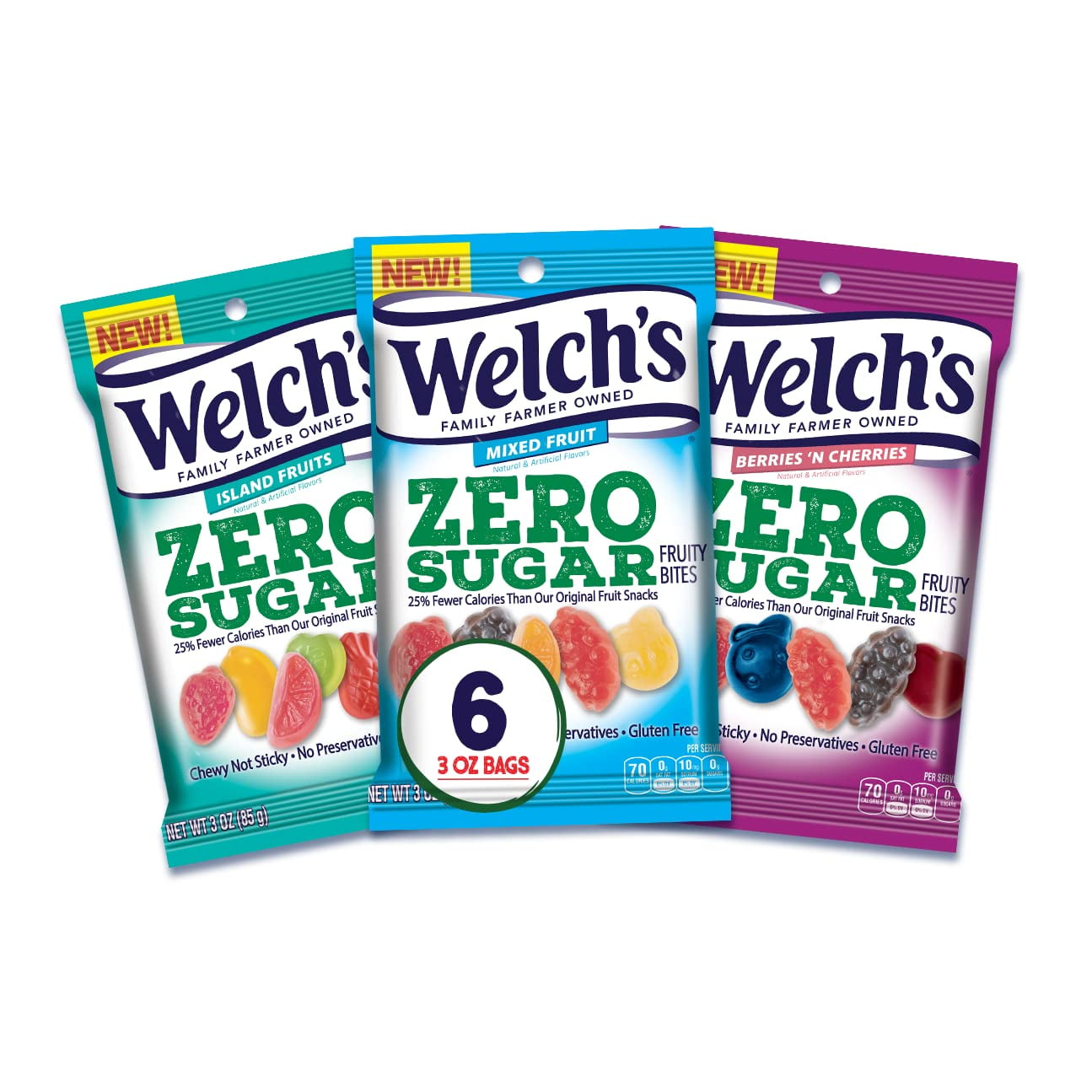Welch’S Fruit Snacks, Zero Sugar Variety Pack With Mixed Fruit, Berries