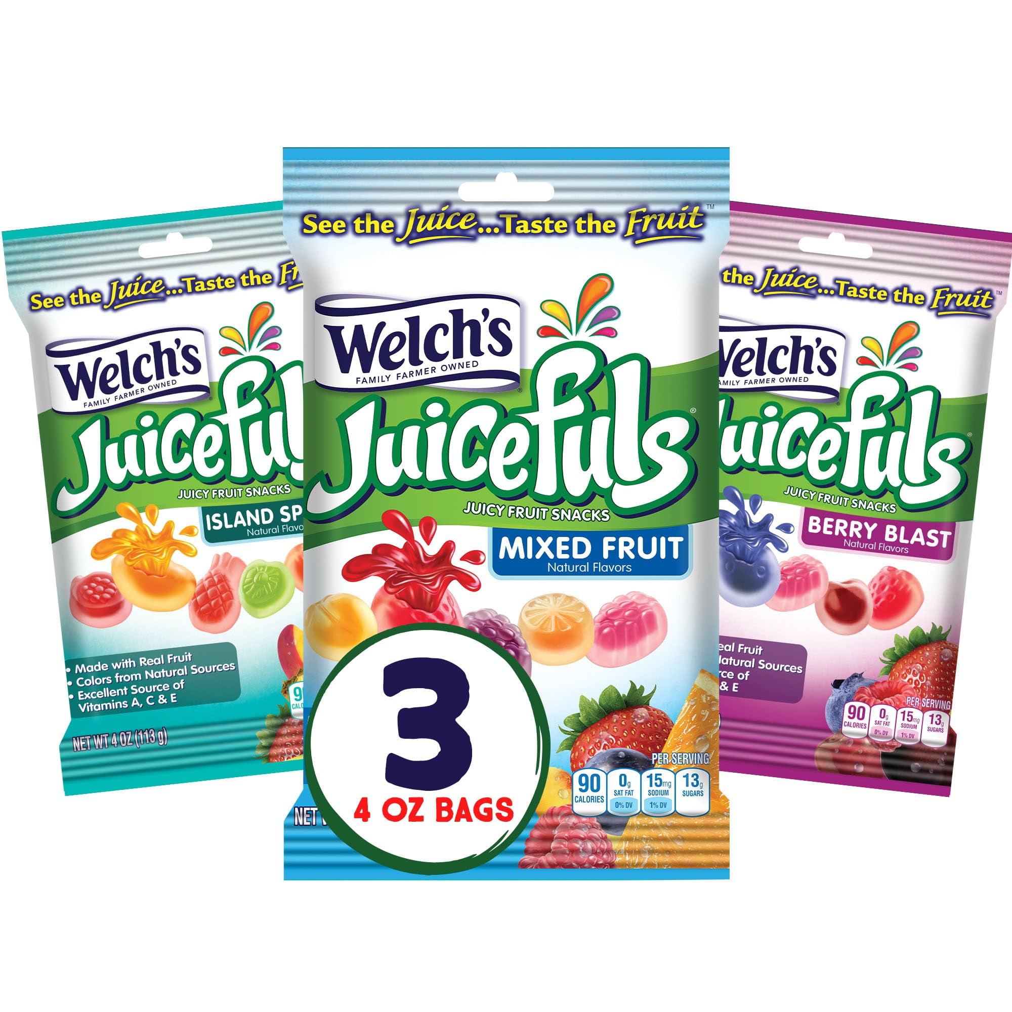 Welch,S Juicefuls Juicy Fruit Snacks, Mixed Fruit, Berry Blast & Island