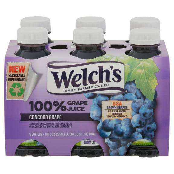 Welch's 100% Grape Juice 10 oz Bottles - 6 pk