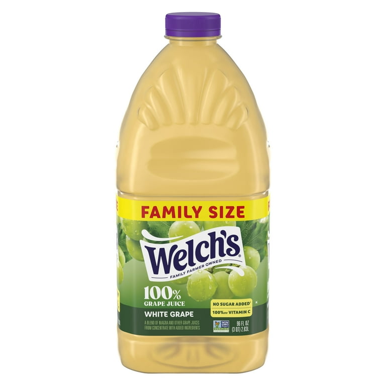 Welch's 100% White Grape Juice, USA Grown Niagara Grapes, No Added Sugar,  Non-GMO, 96 fl oz Bottle - Walmart.com